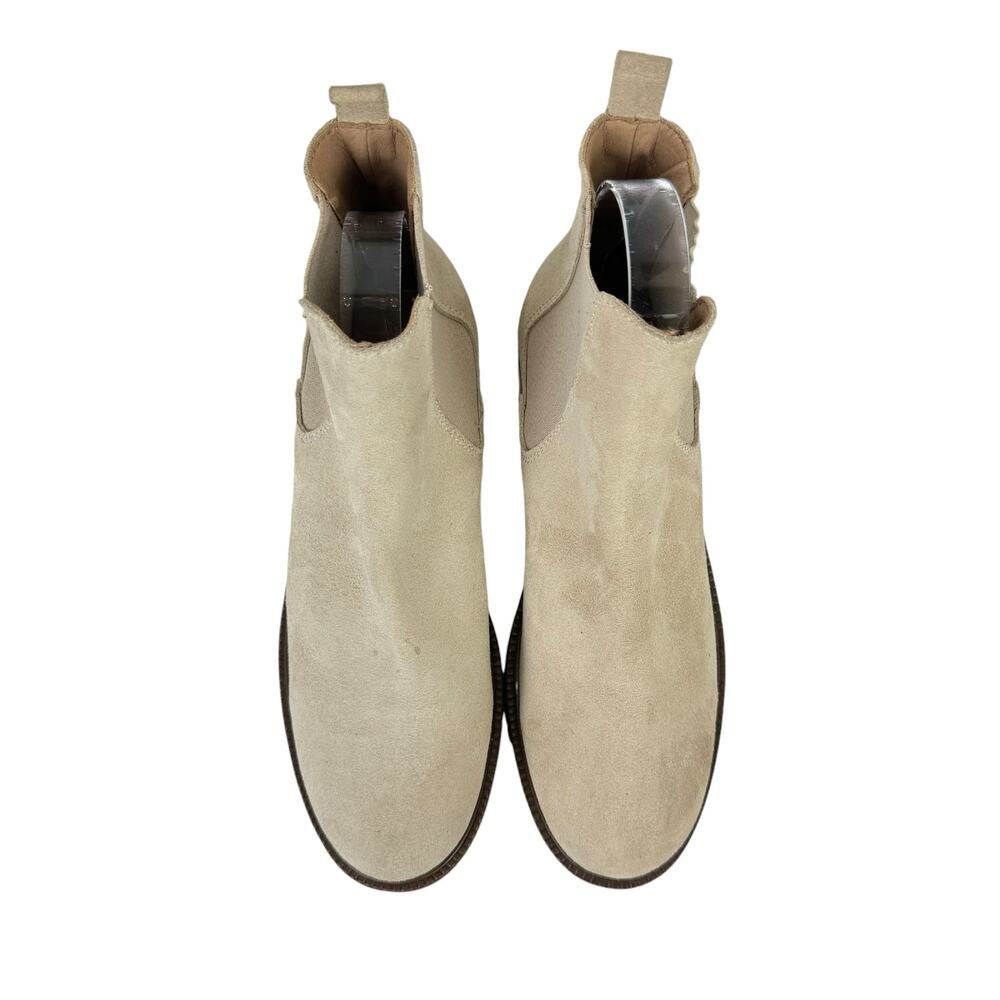 Enzo Tesoti Cream Suede Leather Pull On Lug Sole Chelsea Boots - Picture 2 of 12